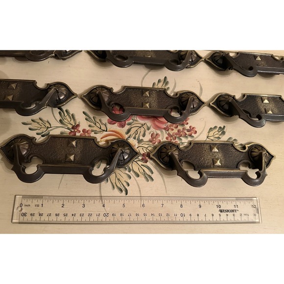 MCM Large Vintage Brass Stationery Bail Drawer Pulls - Lot of 8 - Attic Find - Picture 5 of 5